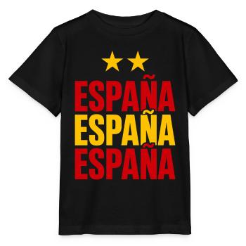Spanien Schriftzug in Nationalfarben - Stanley/Stella Kinder T-Shirt MINI CREATOR  - Schwarz - Vorne - Mikhail (115cm)