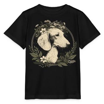 Couronne de fleurs de chien viennoise de teckel - T-shirt bio MINI CREATOR Stanley/Stella Enfant - noir - Devant - Mikhail (115cm)