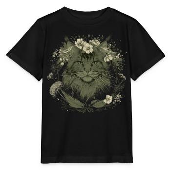 Fleurs Maine Coon Chat Amoureuse des Chats - T-shirt bio MINI CREATOR Stanley/Stella Enfant - noir - Devant - Mikhail (115cm)