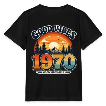 Coucher de soleil vintage des années 1970 - T-shirt bio MINI CREATOR Stanley/Stella Enfant - noir - Devant - Mikhail (115cm)