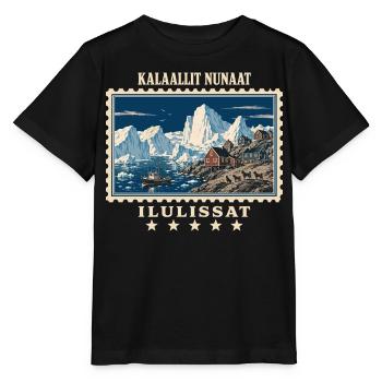 Grönland Ilulissat Vintage Reisemarke - Stanley/Stella Kinder T-Shirt MINI CREATOR  - Schwarz - Vorne - Mikhail (115cm)