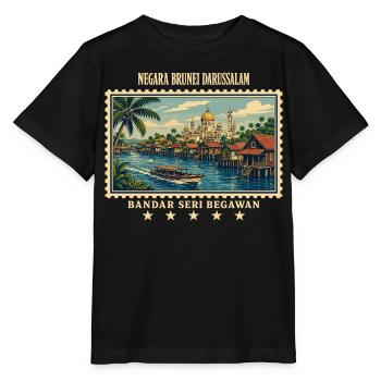 Brunei Bandar Seri Begawan Vintage Reisemarke - Stanley/Stella Kinder T-Shirt MINI CREATOR  - Schwarz - Vorne - Mikhail (115cm)