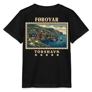 Färöer Tórshavn Vintage Reisemarke - Stanley/Stella Kinder T-Shirt MINI CREATOR  - Schwarz - Vorne - Mikhail (115cm)