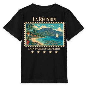 La Réunion Saint-Gilles Vintage Reisemarke - Stanley/Stella Kinder T-Shirt MINI CREATOR  - Schwarz - Vorne - Mikhail (115cm)