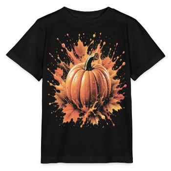Citrouille Automne Splash Art Feuille Erable - T-shirt bio MINI CREATOR Stanley/Stella Enfant - noir - Devant - Mikhail (115cm)
