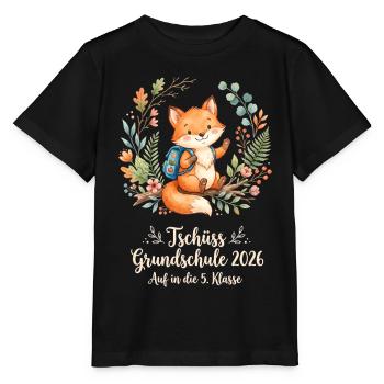 Grundschulabschluss 2026 Fuchs 5 Klasse - Stanley/Stella Kinder T-Shirt MINI CREATOR  - Schwarz - Vorne - Mikhail (115cm)