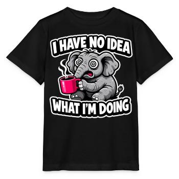 Je n’ai aucune idée : cadeau éléphant pour les fans de café - T-shirt bio MINI CREATOR Stanley/Stella Enfant - noir - Devant - Mikhail (115cm)