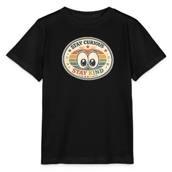 Reste curieux Reste gentil arc-en-ciel - T-shirt bio MINI CREATOR Stanley/Stella Enfant - noir - Devant - Mikhail (115cm)