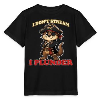 Je ne streame pas, je pille la loutre pirate drôle - T-shirt bio MINI CREATOR Stanley/Stella Enfant - noir - Devant - Mikhail (115cm)