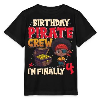 Black Boy Piratencrew Zum 4. Geburtstag - Stanley/Stella Kinder T-Shirt MINI CREATOR  - Schwarz - Vorne - Mikhail (115cm)
