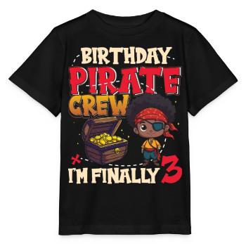 Black Boy Pirate crew for their 3rd birthday - Stanley/Stella MINI CREATOR Kids’ T-Shirt - black - Front - Mikhail (115cm)
