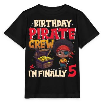Black Boy Piratencrew Zum 5. Geburtstag Endlich 5 - Stanley/Stella Kinder T-Shirt MINI CREATOR  - Schwarz - Vorne - Mikhail (115cm)