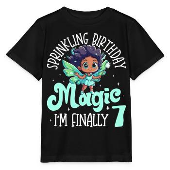 Sort de 7e anniversaire de la fille noire, j’ai enfin 7 ans - T-shirt bio MINI CREATOR Stanley/Stella Enfant - noir - Devant - Mikhail (115cm)