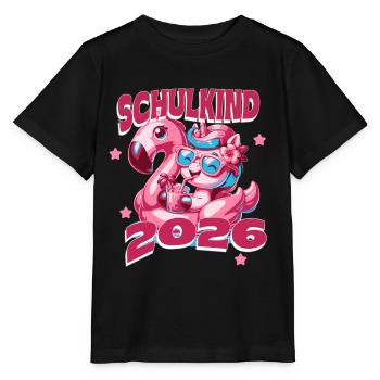 Einhorn Schulkind 2026 Einschulung T-Shirt - Stanley/Stella Kinder T-Shirt MINI CREATOR  - Schwarz - Vorne - Mikhail (115cm)
