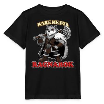 Réveille-moi pour Ragnarok Mascotte drôle de loup viking - T-shirt bio MINI CREATOR Stanley/Stella Enfant - noir - Devant - Mikhail (115cm)