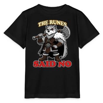 Les runes disaient pas de mascotte viking loup nordique drôle - T-shirt bio MINI CREATOR Stanley/Stella Enfant - noir - Devant - Mikhail (115cm)