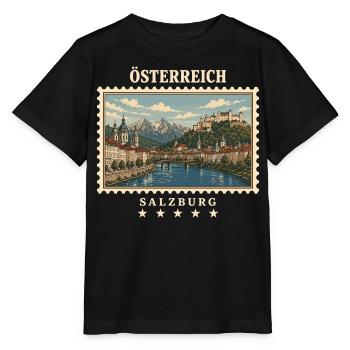 Österreich Salzburg Vintage Reisemarke - Stanley/Stella Kinder T-Shirt MINI CREATOR  - Schwarz - Vorne - Mikhail (115cm)