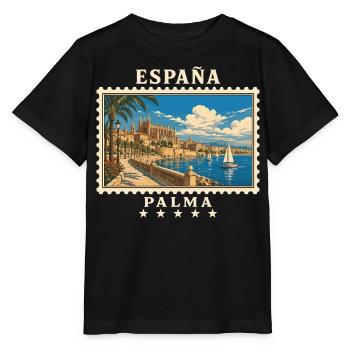 Spanien Palma de Mallorca Vintage Reisemarke - Stanley/Stella Kinder T-Shirt MINI CREATOR  - Schwarz - Vorne - Mikhail (115cm)