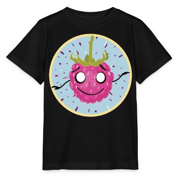 Motif câlin au visage framboise - T-shirt bio MINI CREATOR Stanley/Stella Enfant - noir - Devant - Mikhail (115cm)