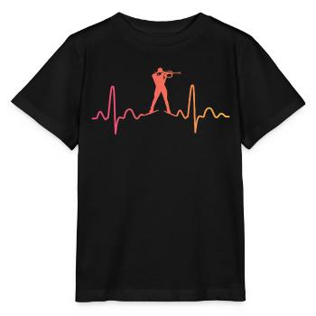 Biathlon Sunset Heartbeat Biathlet - Stanley/Stella Kinder T-Shirt MINI CREATOR  - Schwarz - Vorne - Mikhail (115cm)