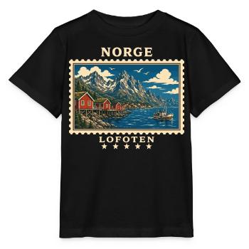 Norwegen Lofoten Vintage Reisemarke - Stanley/Stella Kinder T-Shirt MINI CREATOR  - Schwarz - Vorne - Mikhail (115cm)