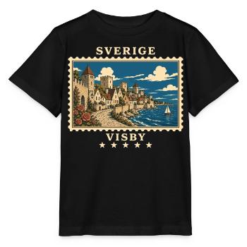 Schweden Visby Vintage Reisemarke - Stanley/Stella Kinder T-Shirt MINI CREATOR  - Schwarz - Vorne - Mikhail (115cm)