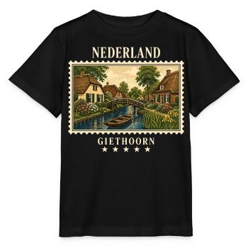 Niederlande Giethoorn Vintage Reisemarke - Stanley/Stella Kinder T-Shirt MINI CREATOR  - Schwarz - Vorne - Mikhail (115cm)