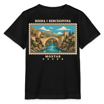 Bosnien und Herzegowina Mostar Vintage Reisemarke - Stanley/Stella Kinder T-Shirt MINI CREATOR  - Schwarz - Vorne - Mikhail (115cm)