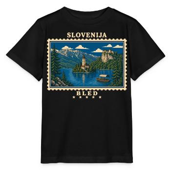 Slowenien Bled Vintage Reisemarke - Stanley/Stella Kinder T-Shirt MINI CREATOR  - Schwarz - Vorne - Mikhail (115cm)
