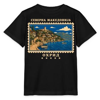 Nordmazedonien Ohrid Vintage Reisemarke - Stanley/Stella Kinder T-Shirt MINI CREATOR  - Schwarz - Vorne - Mikhail (115cm)