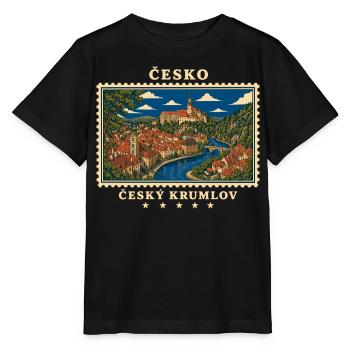 Tschechien Český Krumlov Vintage Reisemarke - Stanley/Stella Kinder T-Shirt MINI CREATOR  - Schwarz - Vorne - Mikhail (115cm)