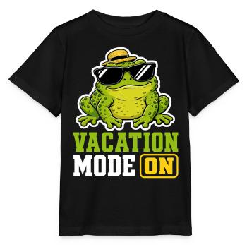 Vacation Mode On Frosch Spruch T-Shirt Lustig - Stanley/Stella Kinder T-Shirt MINI CREATOR  - Schwarz - Vorne - Mikhail (115cm)
