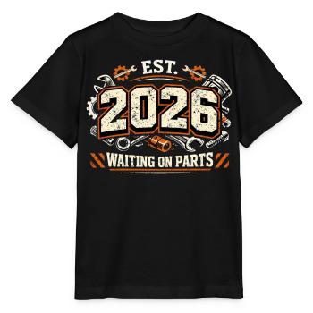 Waiting On Parts 2026 Mechaniker Spruch T-Shirt - Stanley/Stella Kinder T-Shirt MINI CREATOR  - Schwarz - Vorne - Mikhail (115cm)