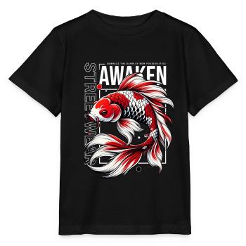 Awaken Koi Fish: Japanese Streetwear - Stanley/Stella Kinder T-Shirt MINI CREATOR  - Schwarz - Vorne - Mikhail (115cm)