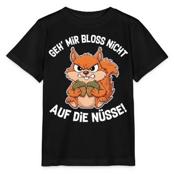 Eichhörnchen | Geh mir bloss nicht auf die Nüsse - Stanley/Stella Kinder T-Shirt MINI CREATOR  - Schwarz - Vorne - Mikhail (115cm)