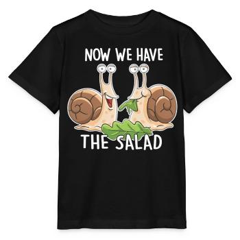 Maintenant, nous avons la salade – Des escargots drôles - T-shirt bio MINI CREATOR Stanley/Stella Enfant - noir - Devant - Mikhail (115cm)