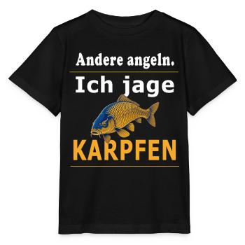 Andere angeln ich jage Karpfen – Karpfenangler - Stanley/Stella Kinder T-Shirt MINI CREATOR  - Schwarz - Vorne - Mikhail (115cm)
