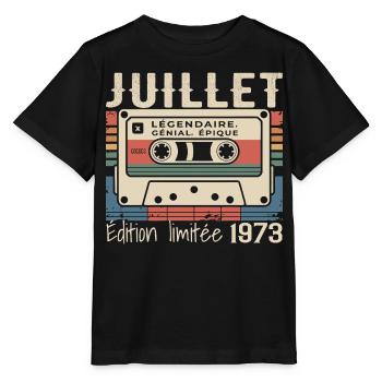 Cassette 1973 Cadeau Anniversaire Juillet 1973  - T-shirt bio MINI CREATOR Stanley/Stella Enfant - noir - Devant - Mikhail (115cm)