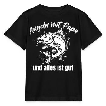 Angeln mit Papa – Alles ist gut - Stanley/Stella Kinder T-Shirt MINI CREATOR  - Schwarz - Vorne - Mikhail (115cm)