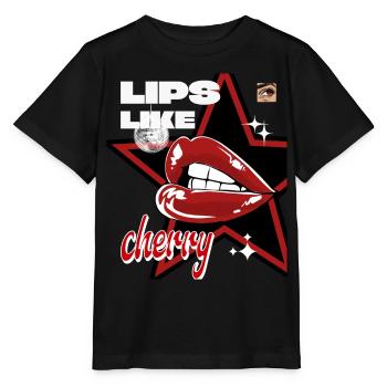 Lippen Shirt – Y2K shirt, vintage look, aesthetic  - Stanley/Stella Kinder T-Shirt MINI CREATOR  - Schwarz - Vorne - Mikhail (115cm)