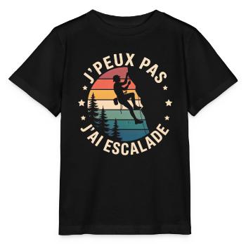 J'peux pas j'ai escalade - passion escalade - T-shirt bio MINI CREATOR Stanley/Stella Enfant - noir - Devant - Mikhail (115cm)