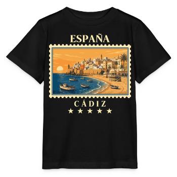 Spanien Cádiz Vintage Reisemarke - Stanley/Stella Kinder T-Shirt MINI CREATOR  - Schwarz - Vorne - Mikhail (115cm)