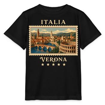 Italien Verona Vintage Reisemarke - Stanley/Stella Kinder T-Shirt MINI CREATOR  - Schwarz - Vorne - Mikhail (115cm)
