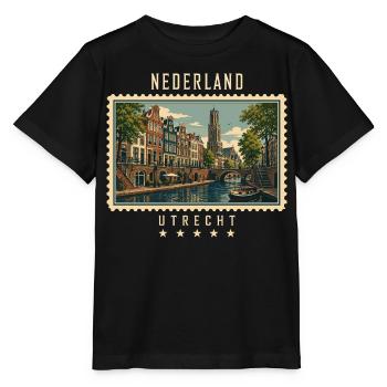 Niederlande Utrecht Vintage Reisemarke - Stanley/Stella Kinder T-Shirt MINI CREATOR  - Schwarz - Vorne - Mikhail (115cm)