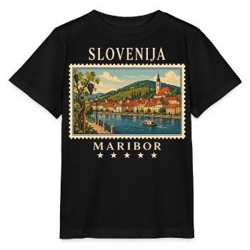 Marque de voyage vintage de Maribor en Slovénie - T-shirt bio MINI CREATOR Stanley/Stella Enfant - noir - Devant - Mikhail (115cm)