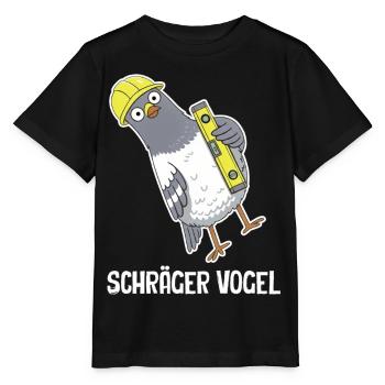 Schräger Vogel – Taube mit Wasserwaage - Stanley/Stella Kinder T-Shirt MINI CREATOR  - Schwarz - Vorne - Mikhail (115cm)