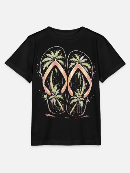 Flip-Flops Strandpalmen-Mehrfarbige Splash-Art - Stanley/Stella Kinder T-Shirt MINI CREATOR  - Schwarz