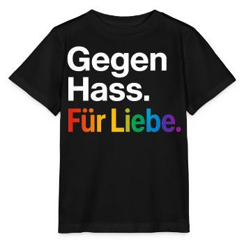 Regenbogen Liebe Statement Spruch Shirt CSD - Stanley/Stella Kinder T-Shirt MINI CREATOR  - Schwarz - Vorne - Mikhail (115cm)