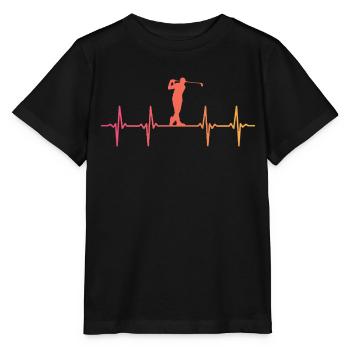 Sunset Golf Golfers Herzschlag - Stanley/Stella Kinder T-Shirt MINI CREATOR  - Schwarz - Vorne - Mikhail (115cm)