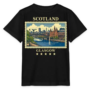 Schottland_Glasgow_Vintage_Reisemarke - Stanley/Stella Kinder T-Shirt MINI CREATOR  - Schwarz - Vorne - Mikhail (115cm)